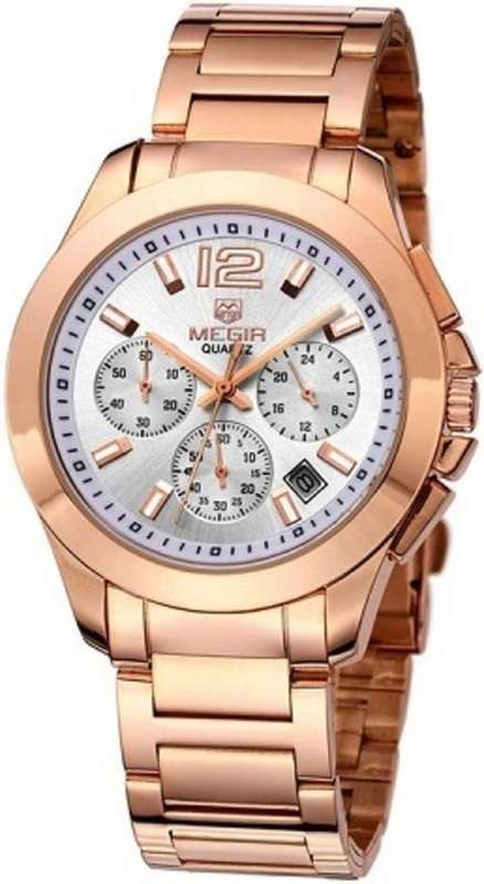 MEGIR Woman's Rose Gold Stainless Steel Chronograph Watch - ELEGANT !!