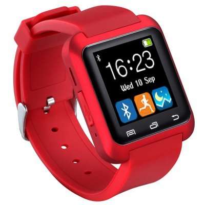 Red U8 Touch Screen Bluetooth Smart Watch, Pedometer, Sleep Monitor, Remote Capture, Anti Lost