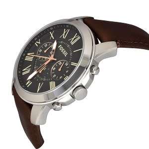 FOSSIL Grant Chronograph Black Dial Brown Leather Men's Watch - BRAND NEW