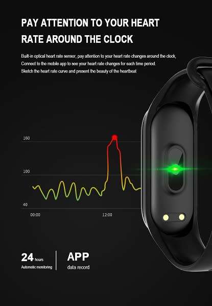 Professional Fitness Bracelet - Heart Rate, Blood Pressure, Blood Oxygen, Calories - 3 Colors
