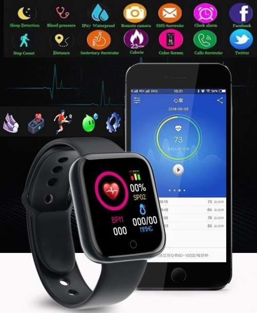 D20 Fitness Bracelets : Bluetooth, Heart Rate, Blood Pressure, Pedometer, Calories, Sports Mode