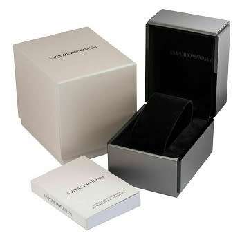 Emporio Armani AR0643 Classic Men`s Black Dial Stainless Steel Quartz Watch - BRAND NEW !!