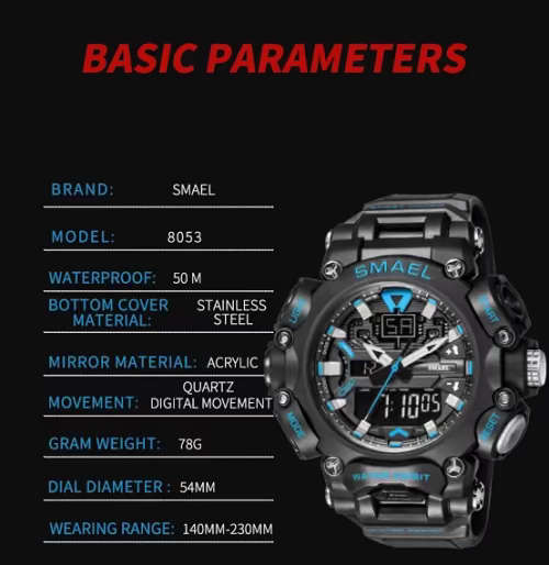SMAEL 8053 Men`s Multi Function Sports LED Wristwatches - BRAND NEW !!  4 Colors Available !!