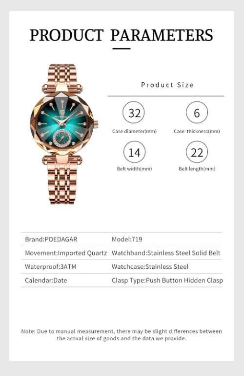 POEDAGAR Luxury Stainless Steel Diamond Ladies Watch - BRAND NEW !!