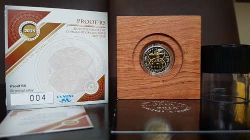 ****2015 PROOF R5 GRIQUA COIN IN BOX WITH MAGNIFIER-PACKED AS FROM SA MINT****