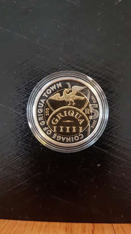 ****2015 PROOF R5 GRIQUA COIN IN BOX WITH MAGNIFIER-PACKED AS FROM SA MINT****