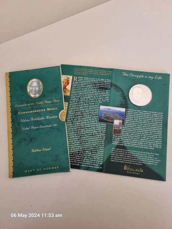 ****1X 1993 NOBEL PEACE LAUREATE N.R.MANDELA `ROBBEN ISLAND`MINT OF NORWAY SET****