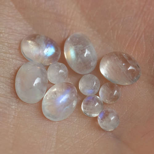 Black Tourmaline and Moonstone Cabochon Mix