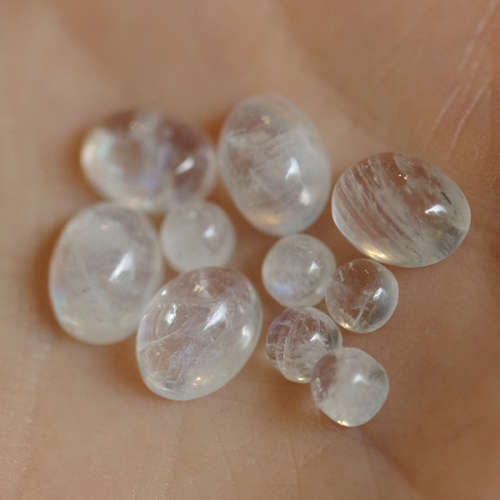 Black Tourmaline and Moonstone Cabochon Mix