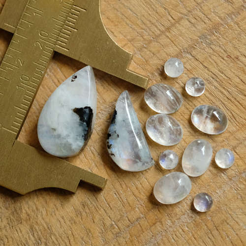 Black Tourmaline and Moonstone Cabochon Mix