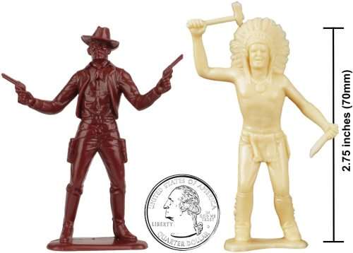TimMee Cowboys and Indians Plastic Figures: 40pc Playset - Made in USA