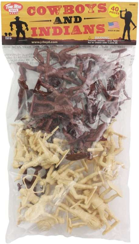 TimMee Cowboys and Indians Plastic Figures: 40pc Playset - Made in USA