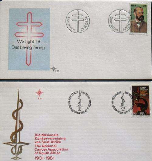 ## FDC with stamps from RSA National cancer & TB ##