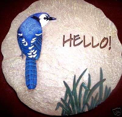 Outdoor Wall/garden Decor Plaque- Blue Bird "Hello"... Wall Hanging