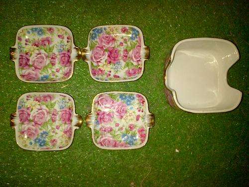 VINTAGE GLASS TEA BAG/TEASPOON HOLDERS