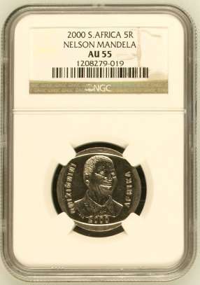 2000 SMILEY  Mandela  R5 NGC RARE Grade "AU55"