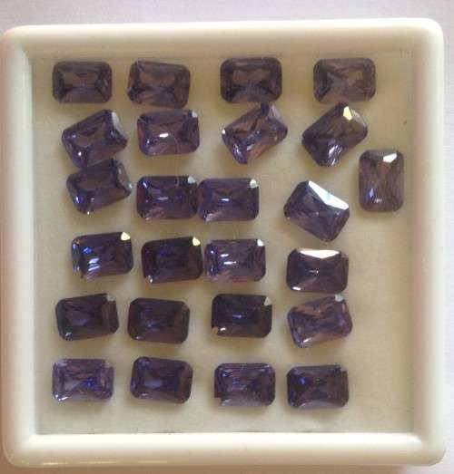 10 x 1.43ct TANZANITE Simulant Emerald Cut Faceted, 7mm x 5mm