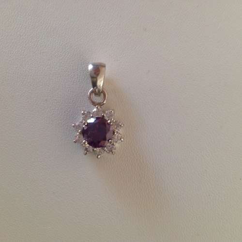 REGAL ROUND 2.12ct. AMETHYST PENDANT SET IN 925 STAMPT SOLID SILVER.