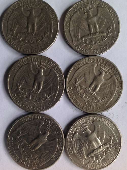 USA QUARTERS 2 x 1965, 2 x 1966, 2 x 1980 BID PER COIN TO TAKE ALL 6.