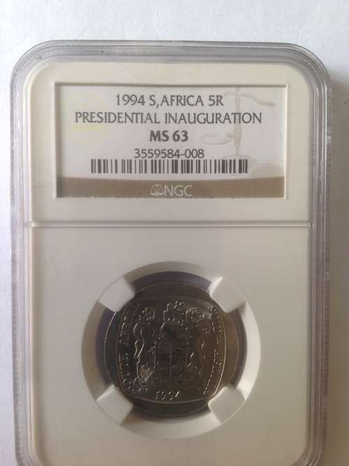 1994 PRESIDENTIAL INAUGURATION R5 COIN NGCGRADED MS63