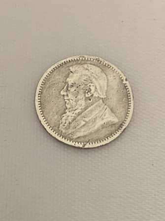 1893 ZAR PAUL KRUGER SILVER SIXPENCE 6d,