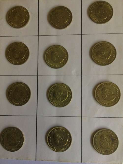 12 x 1961 FIRST EVER MINTED, VAN RIEBEECK  DECIMAL 1c CENT COINS. EXCELLENT DETAILS.