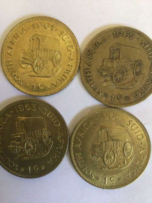 4 x 1st DECIMAL 1 CENT COINS. 1961/62/63/64 BID PER COIN TO TAKE ALL 4. NO COMBINING FEES!!