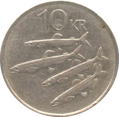 1984 ICELAND 10 KRONUR COIN.