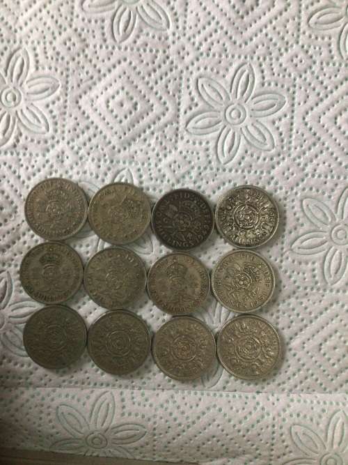 12 x GREAT BRITAIN 2`s TWO SHILLING COINS, 1947-1961, BID PER COIN.