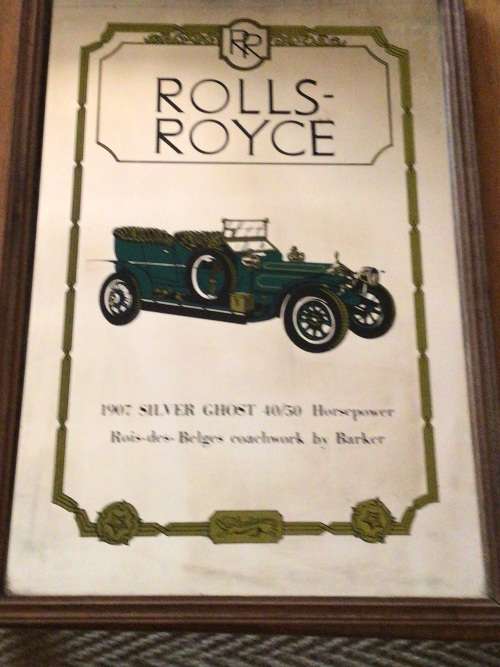 ROLLS - ROYCE 1902 SILVER GHOST, BRANDED MIRROR 48 x 33 CENTIMETERS.