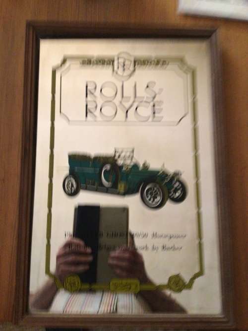 ROLLS - ROYCE 1902 SILVER GHOST, BRANDED MIRROR 48 x 33 CENTIMETERS.