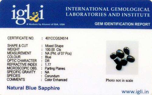 # CERTIFIED # 100.00ct (7 pieces) Natural Blue Sapphires Mixed Shape.
