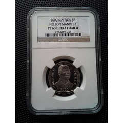 "MANDELA SMILEY" Rare 2000 NGC PL63 R5 Coin.