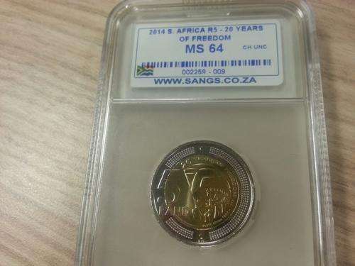 2014 R5  Coin "20 Years Of Freedom SANGS Graded  "MS64"