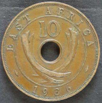 1936 East Africa  10 Cents.. Fine.