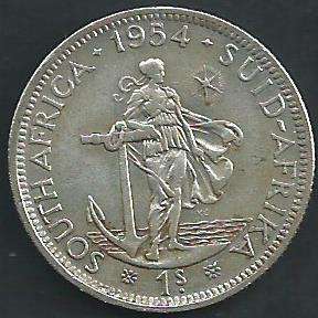 # COLLECTORS # 1954 SILVER 50%  1's SHILLING