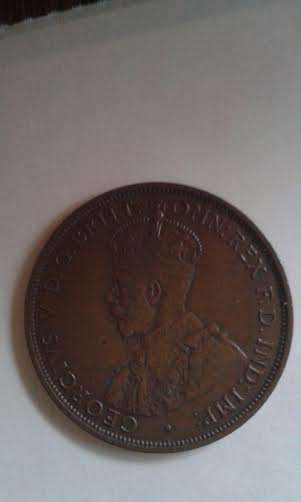 # RARE ERROR COIN # 19?? GB. 1d PENNY IN UNC CONDITION. GEORGE V HEAD BUT BLANK ON THE OBVERSE