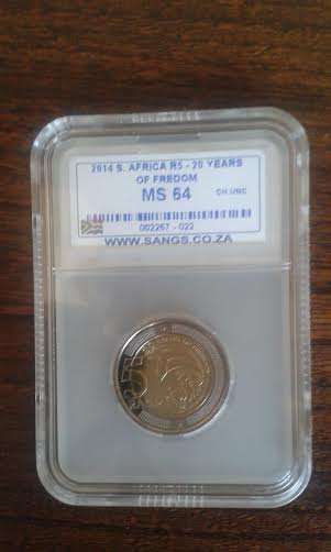 # COLLECTORS # 2014 20 Years of Freedom R5 SANGs Graded MS64.