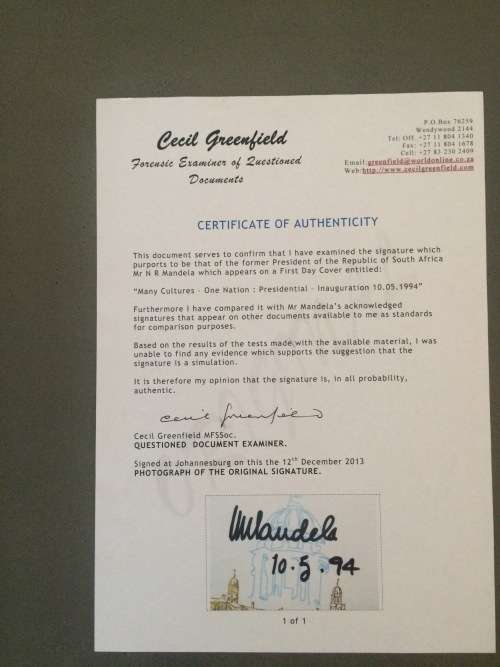 Collection of Presidential Inauguration First Day Covers (FDC) signed by Mandela & others