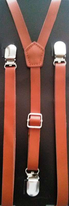 Mens/childrens suspenders / braces - brown leather.