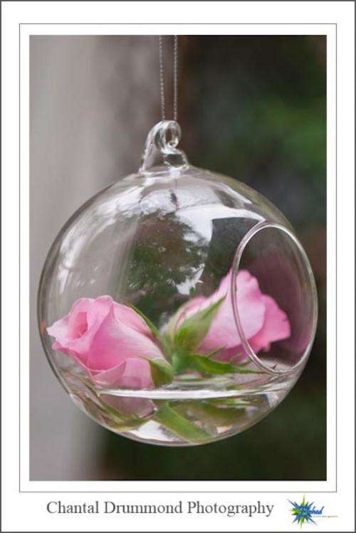 Wedding Decorations - Hanging glass ball  7.5cm- with hole for flowers etc
