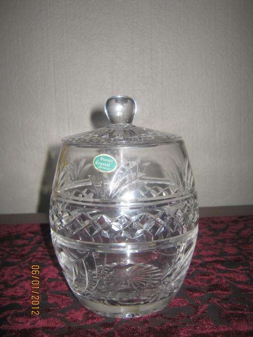 Rare Stuart Crystal imperial cut biscuit barrel/ ice box