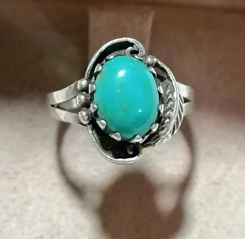 A navajo turquoise beauty sterling ring