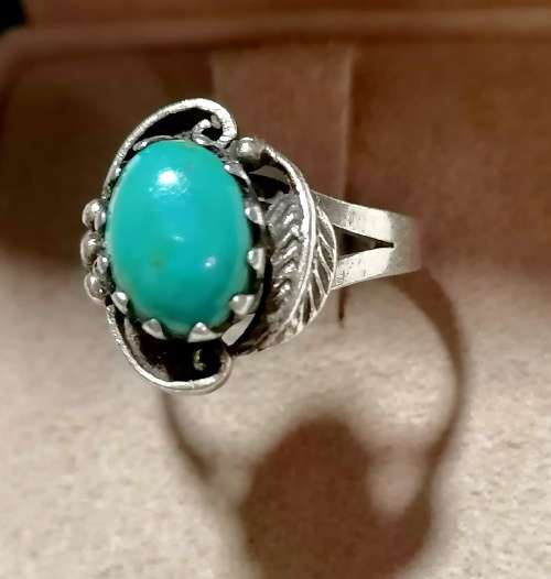 A navajo turquoise beauty sterling ring