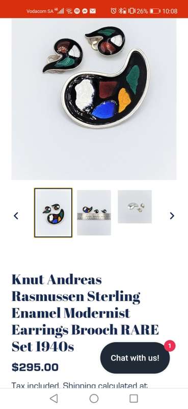 A stunning designer mid century enamel earrings