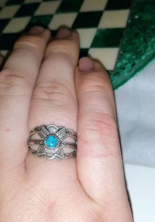 An amazing turquoise and sterling silver navajo ring