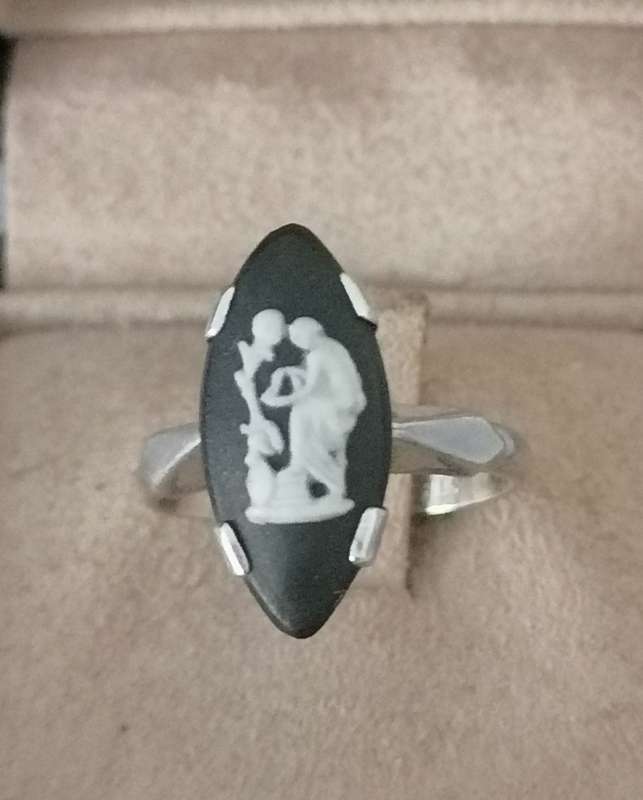 A stunning wedgewood basalt sterling ring