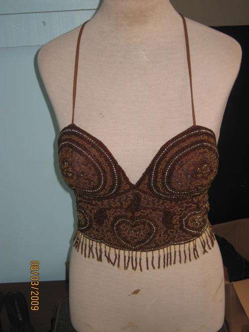 an amazing fully beaded top with back lace up !!!!!!!