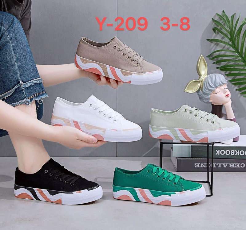 Ladies Canvas Sneaker Black White Or Green