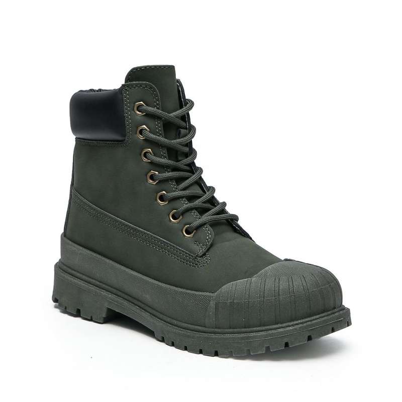 Fashion Platform Combat Ladies Boot Green or Brown